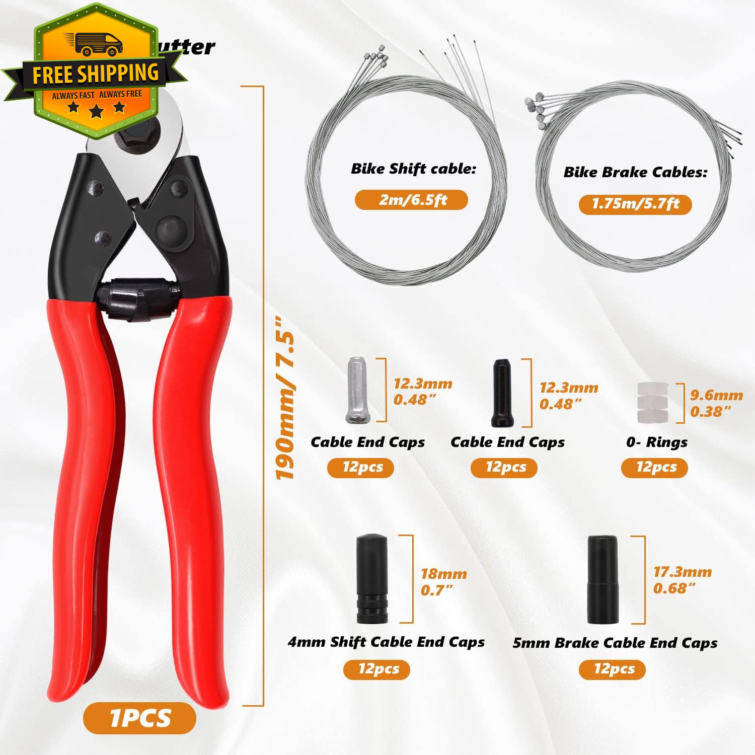 73 Pcs Universal Bike Brake Cable Housing Kit Stainless Steel Cutter MTB Road