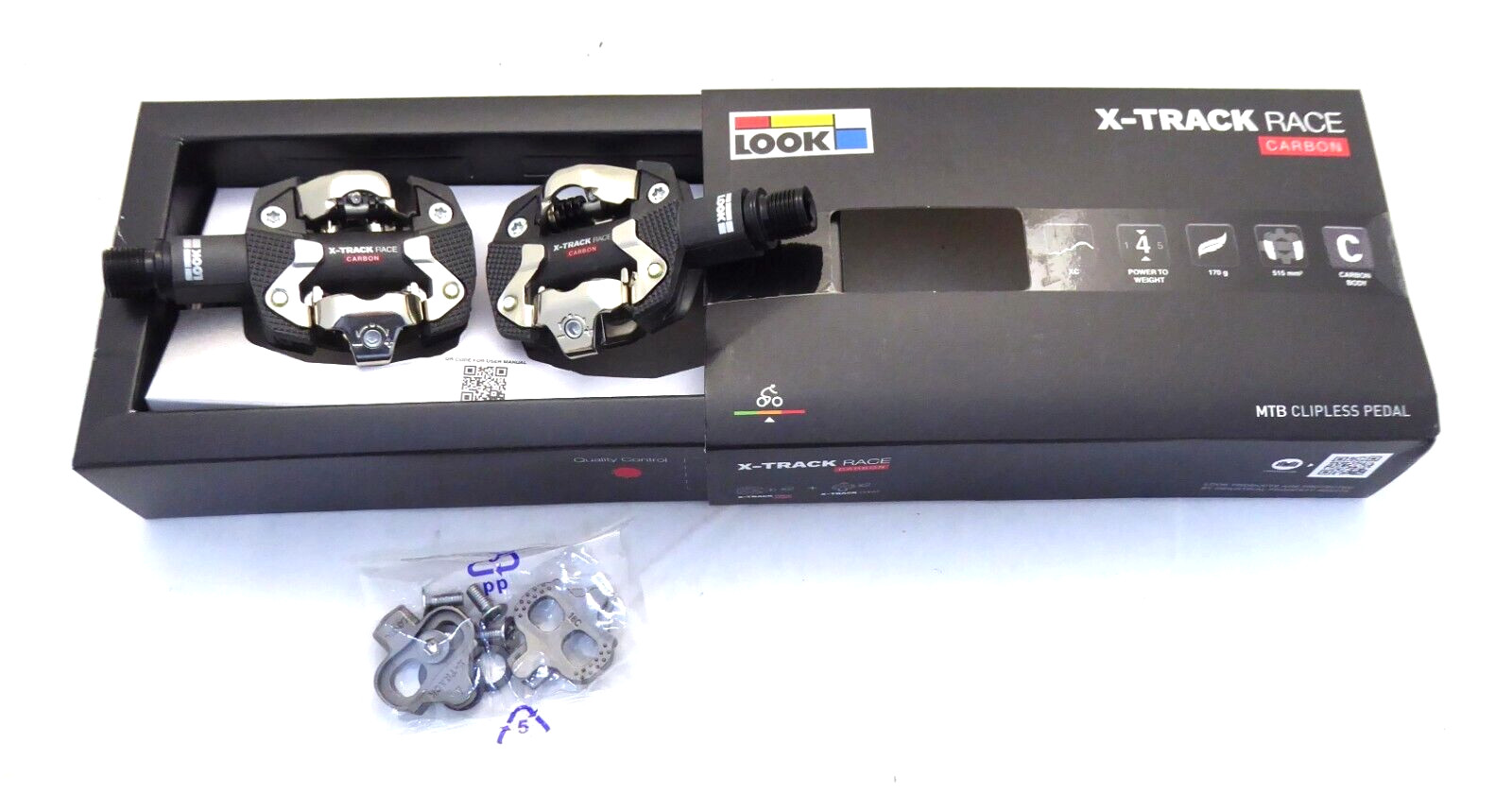LOOK X-TRACK RACE CARBON Pedals – Dual Sided Clipless, Chromoly, 9/16″, Black