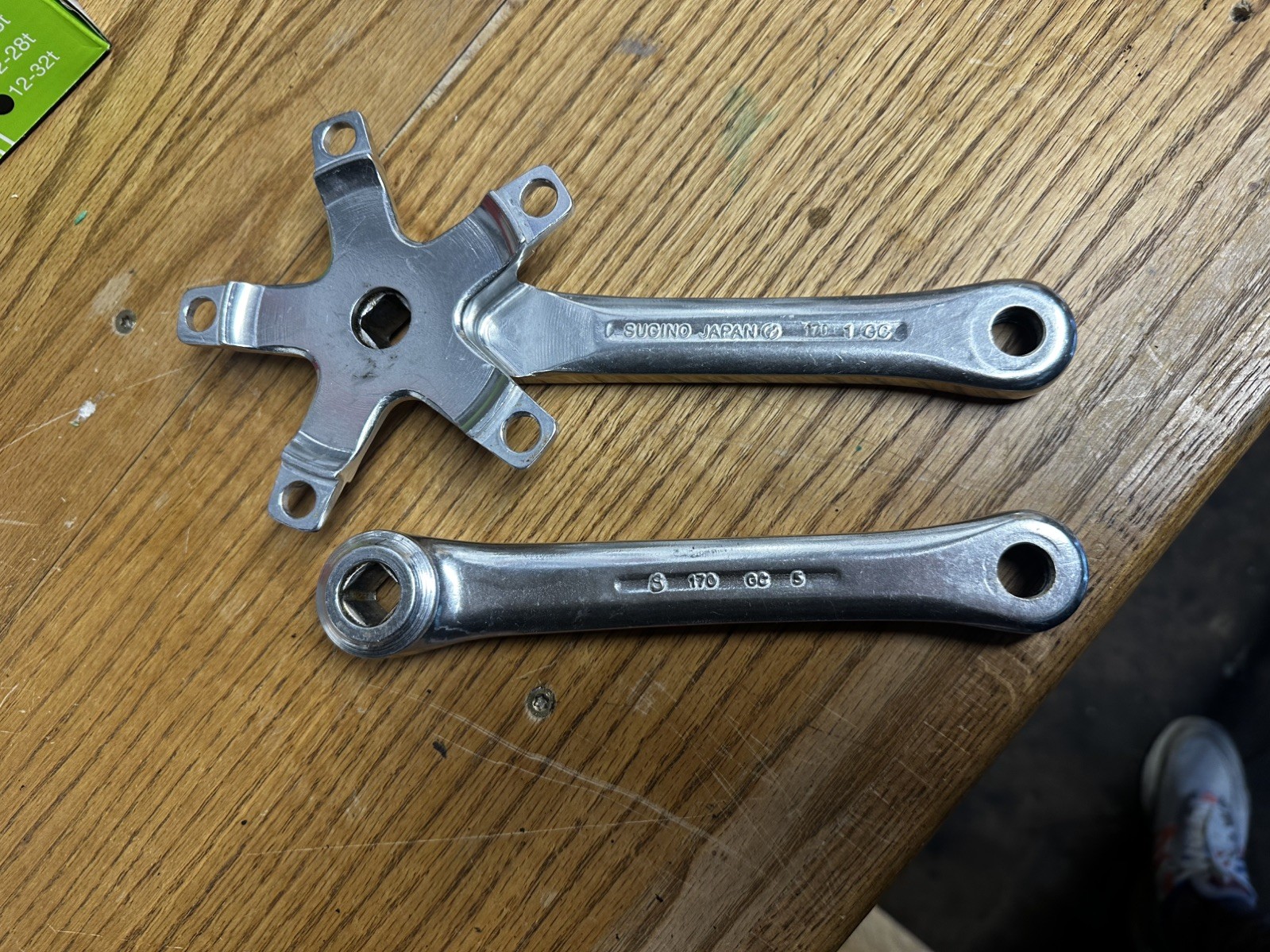 Vintage Sugino GT Crankset 170mm 110 BCD 1980s BMX Arms Silver Japan