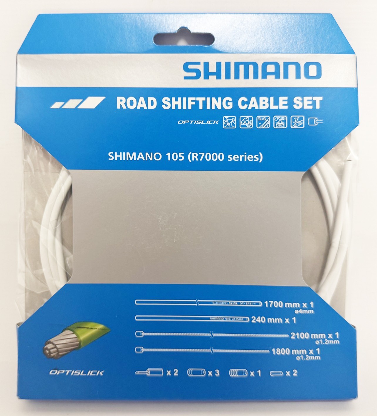 Shimano 105 (R7000 series) Road Optislick Shifting Cable Set – White, Y8ZG98100
