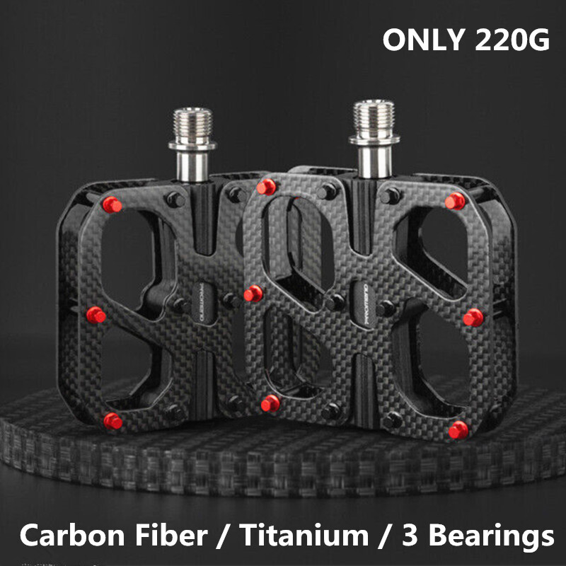 PROMEND Ultralight 220g Carbon Bicycle Pedals Titanium Axis MTB Road Bike Pedals