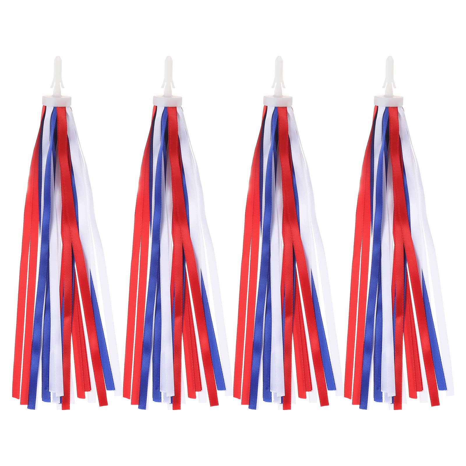 4Pcs Bike Streamers Scooter Handlebar Tassels Grip Ribbon White Red Blue