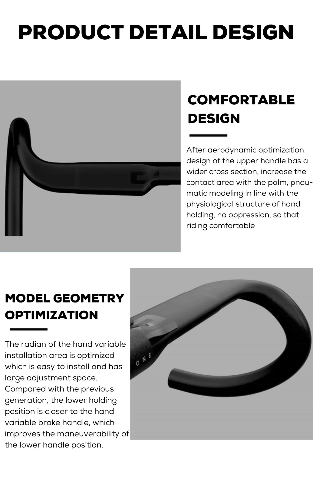 Gravel Road Bike Handlebar 360/380/400/420mm Black Matt Fully Internal Routing