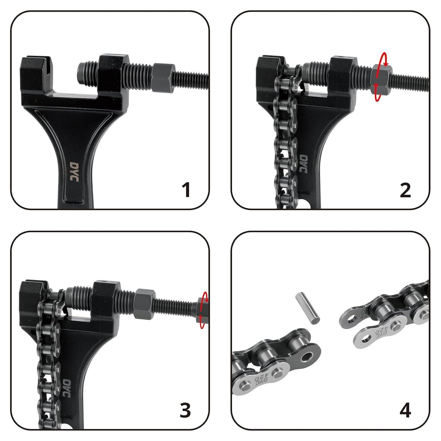 DYC 420 Chain 132 Links with 5 Master Links and Chain Breaker Tool | Cut to f…