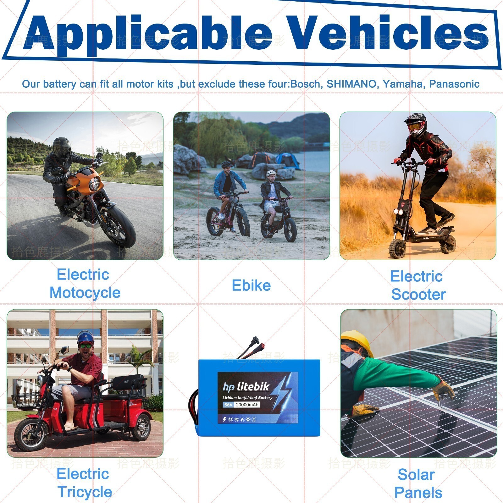 36V 20Ah LiFePo4 Ebike Battery Pack for 36V Electric Bike Bicycle Scooter Motor