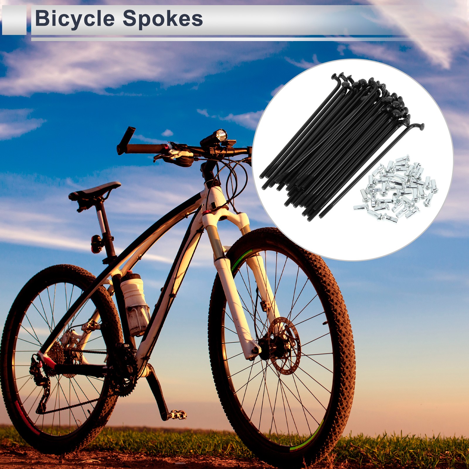 1 Set 12G 89mm Bike Spokes Nuts Carbon Steel Black Universal