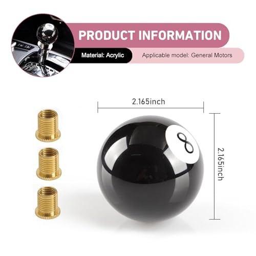 WZP Shift Knob Manual Gear, 8 Ball Round Shift Knob, Acrylic 5 6 Speed Shifter