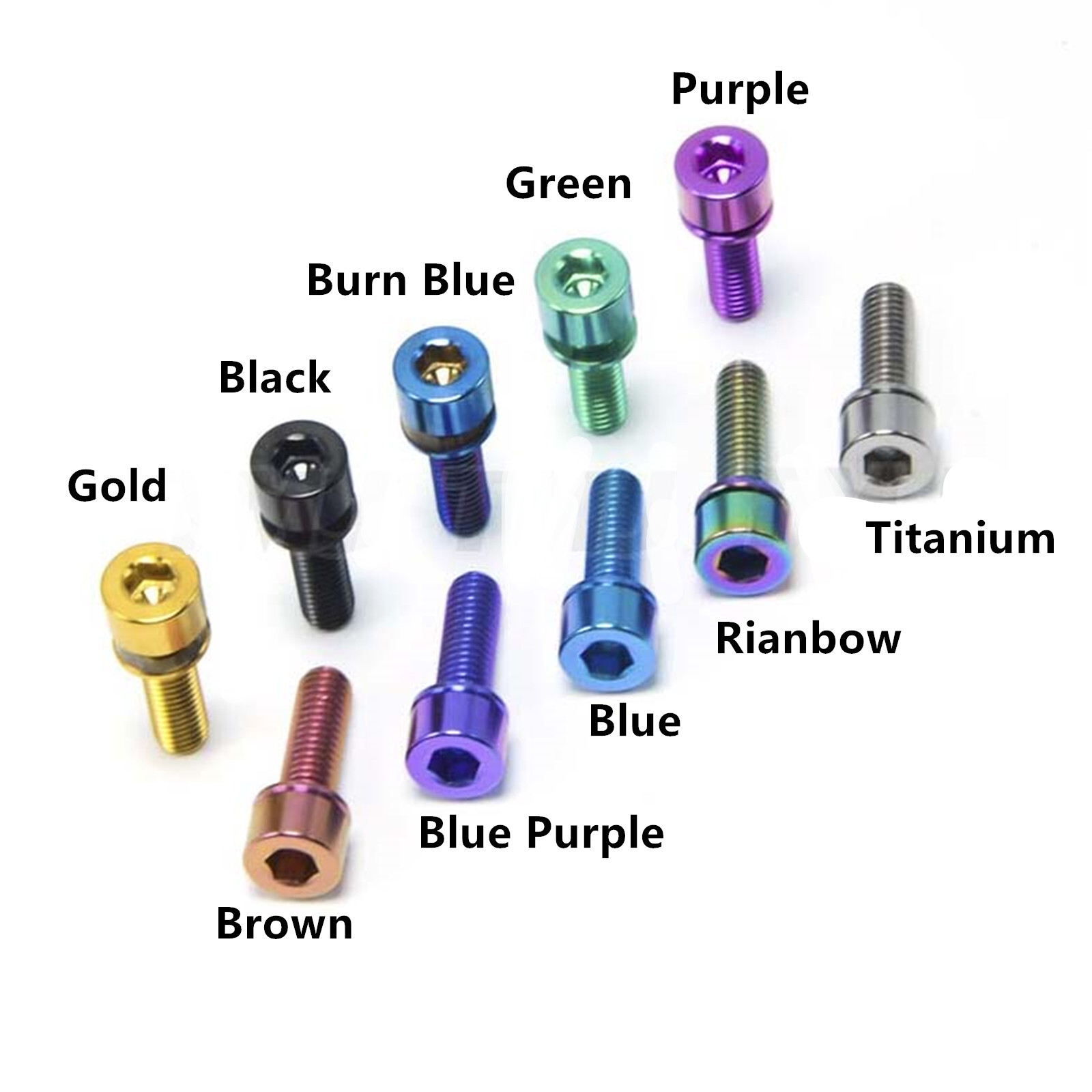 6Pcs/lot Titanium Ti Color M8x25 Bolts Allen Hex Head Screw Washer
