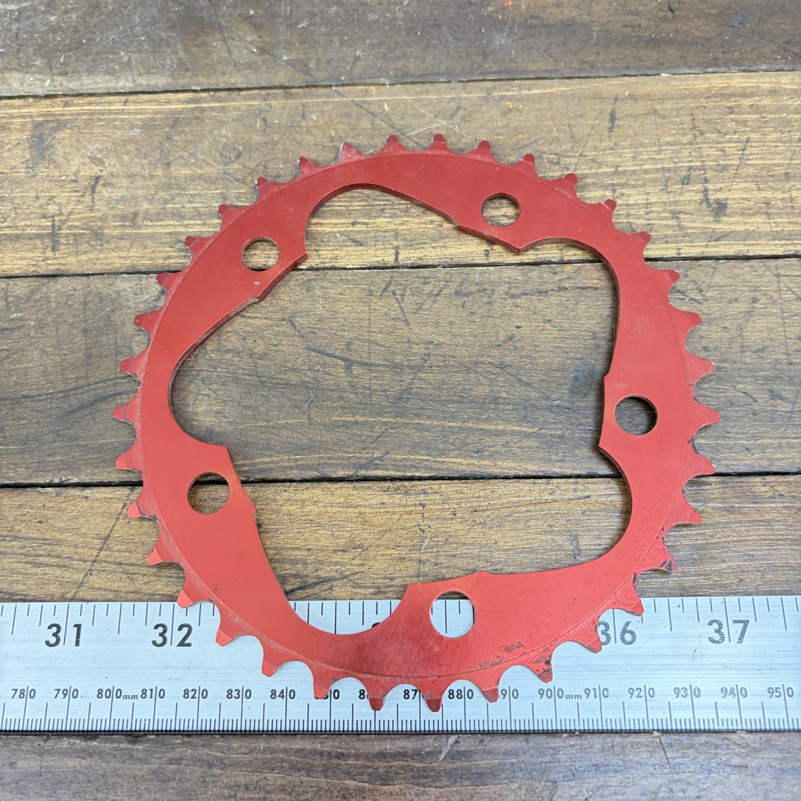 Vintage QBP 36T Chainring 110 BCD 5-Arm Red Ring Aluminum Road CX Gravel USA