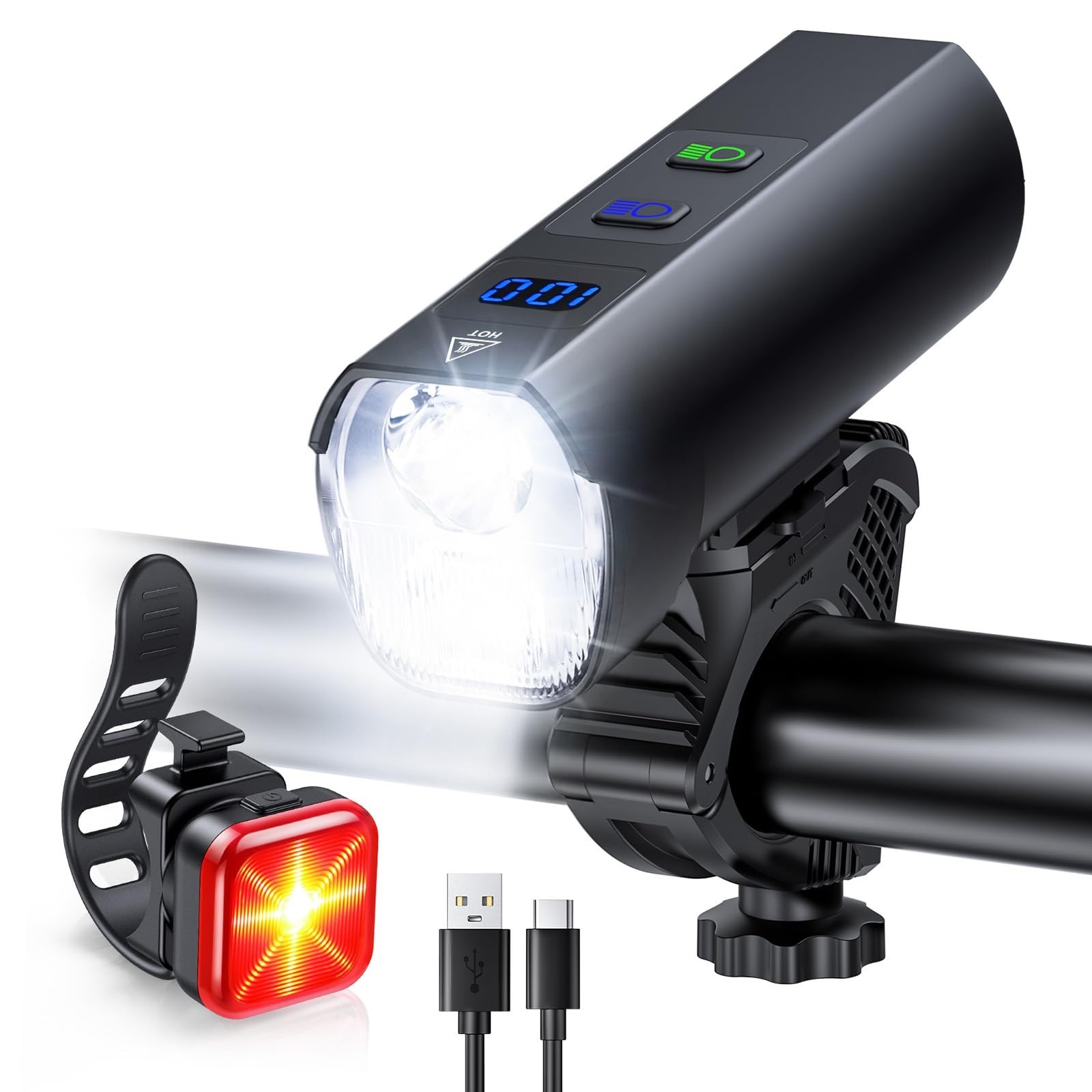 2026 New Bike Lights for Night Riding, 5000mAH Rechargeable Bicycle Lights Fr…