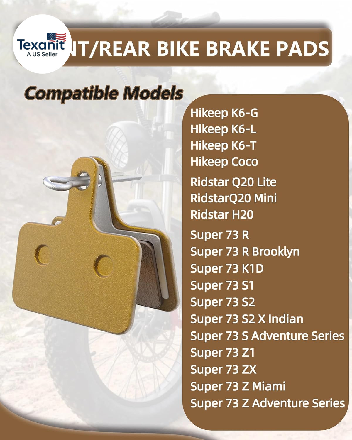 Ebike Metal Brake Pads for Ridstar Q20 MINI/H20/Q20 Lite, Super 73 S1/S2/S/R/K1D