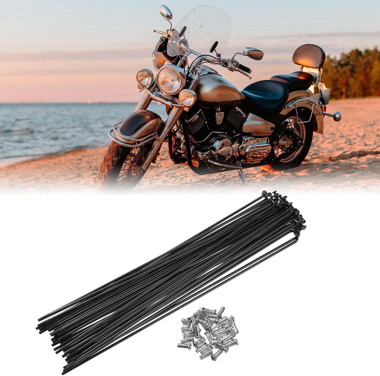 X AUTOHAUX 40 Pcs Bicycle Steel Spokes 13G Bike Spoke with Nipples for Most Bicy