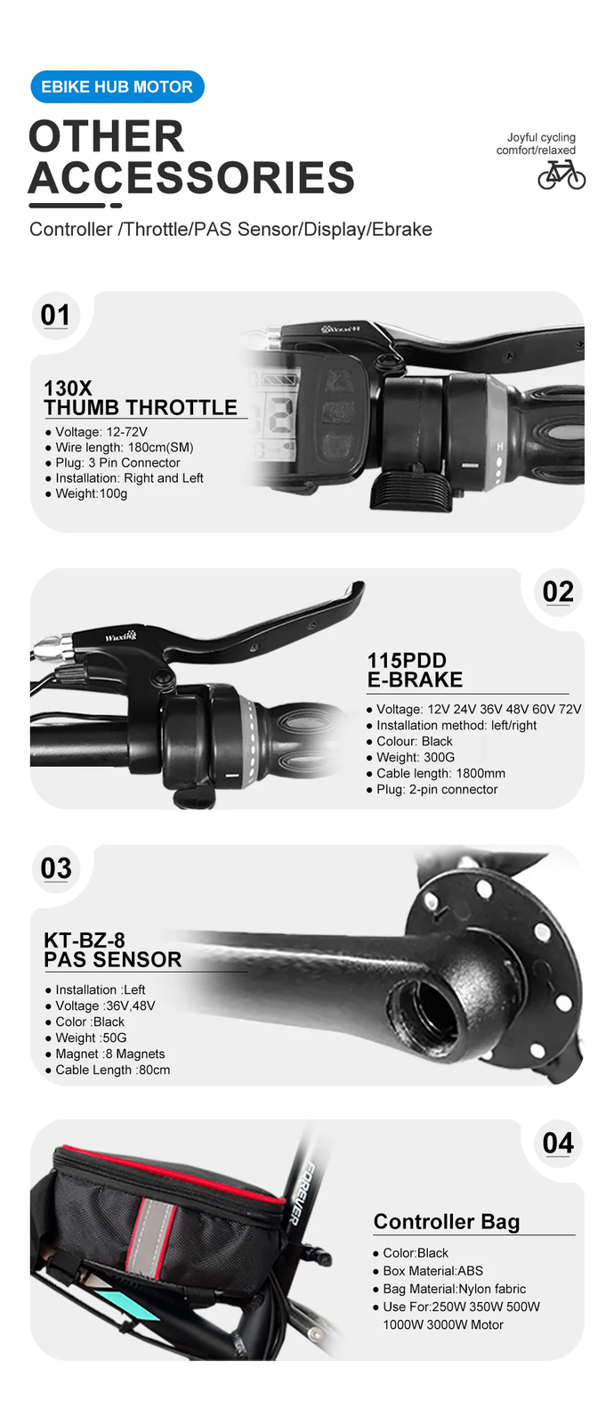 36V 500W 48V 500-3000W Snow E-Bike Kit 20/26» Fat Tire Brushless Gearless Motor