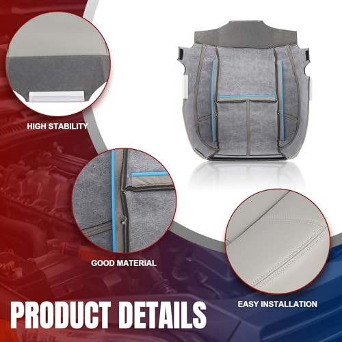Driver Bottom Leather Seat Cover for Chevy Silverado 1500 2007-2014 – Gray