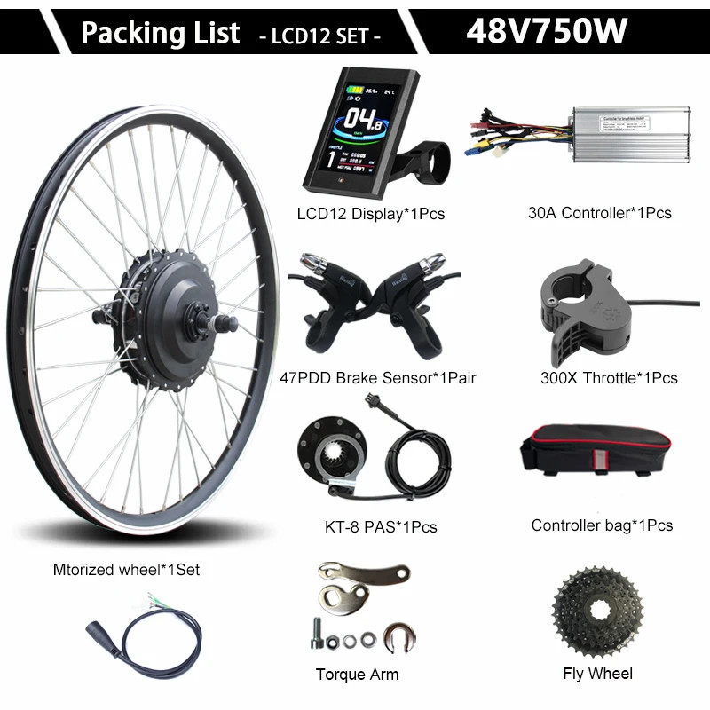 48V750W EBIKE Conversion Kit Rear Cassette Motor Wheel For Bicycle 20 29in 700C