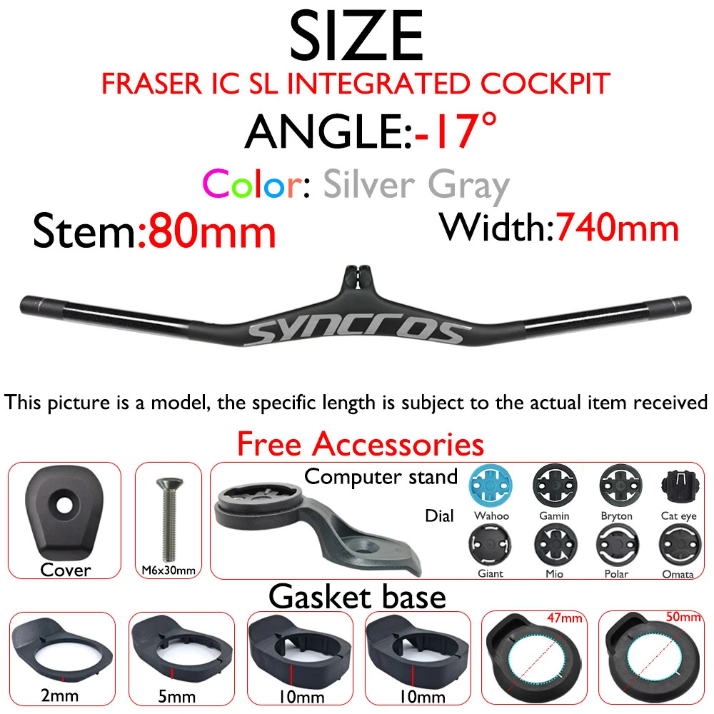 Angle -8/-17/-25 Degrees Syncros Carbon MTB Bicycle Integrated Handlebar