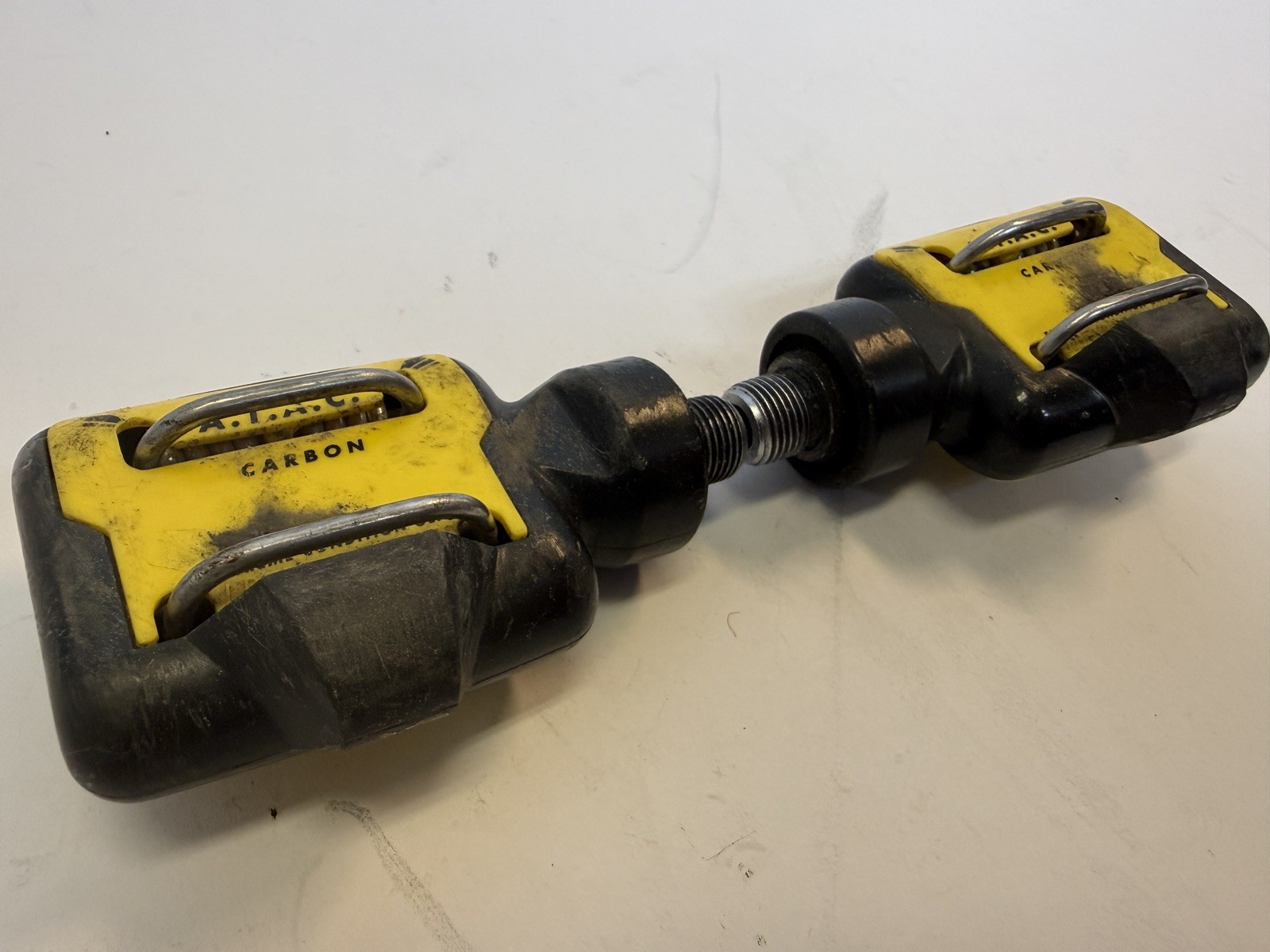 Vintage Time ATAC Clipless Pedals Yellow 9/16 In MTB Mountain Bike 90s ATB