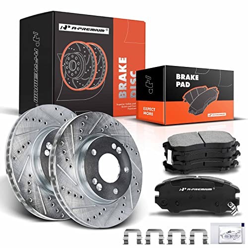 11.02 In (280mm) Front Brake Rotors & Ceramic Pads Front Drilled and Slotted