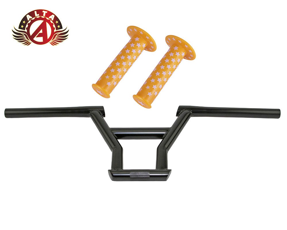 Alta 338 Freestyle Bars 22.2mm Black + Star Grips Yellow/White BMX Freestyle