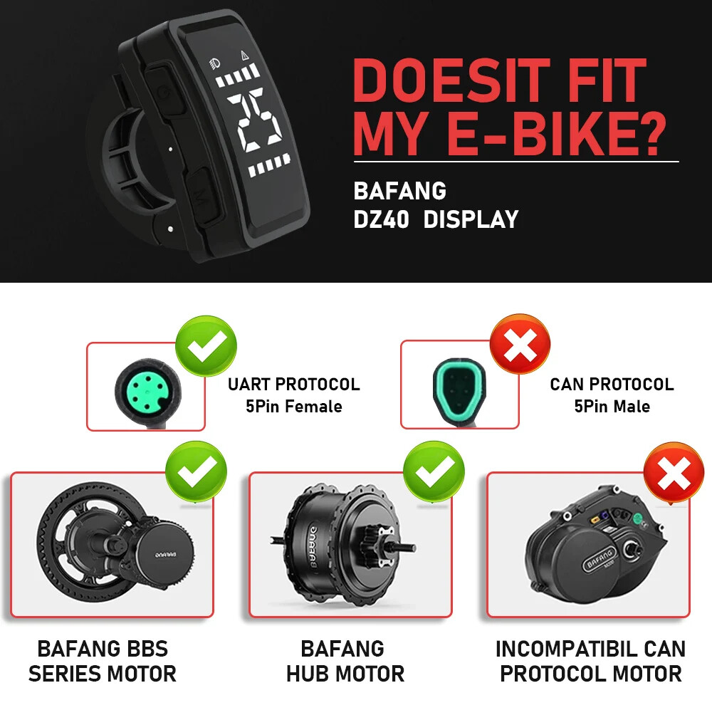 Mini DZ40 Display 24/36/48V E-bike Intelligent LCD Screen 5PIN Female Waterproof