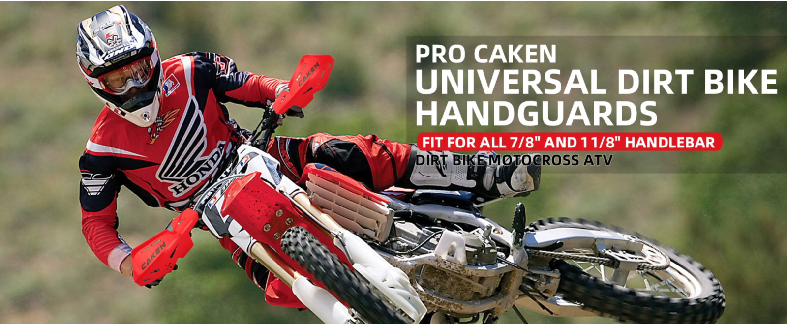 PRO CAKEN Handlebar Hand Guards Nylon 7/8″ 1 1/8″ Dirt Bike White