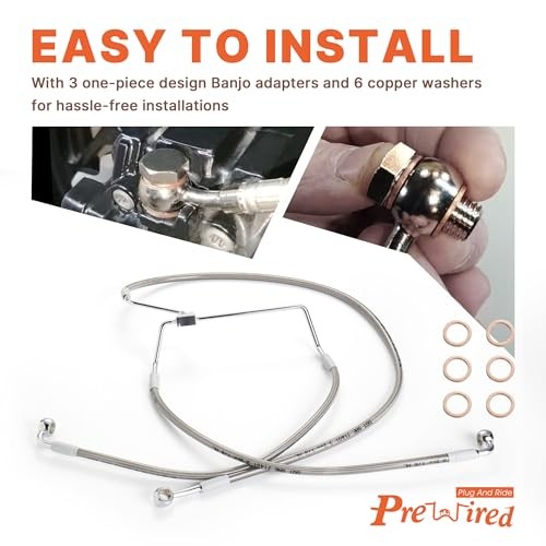 Front Brake Line 14″ Handlebars Extension Brake Cable NO ABS for Harley 2014