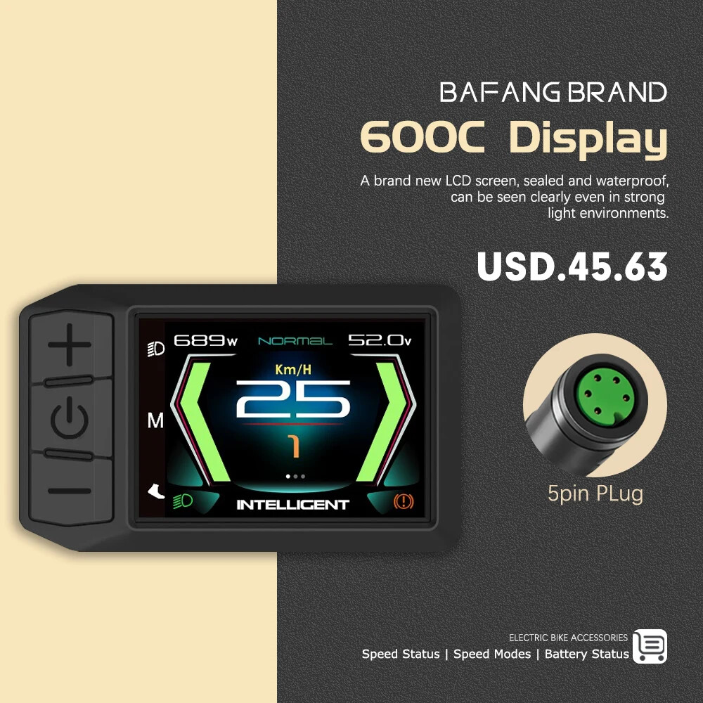 Ebike LCD Display 600C Bluetooth Navigation Multilingual EBike Computer 9 PAS