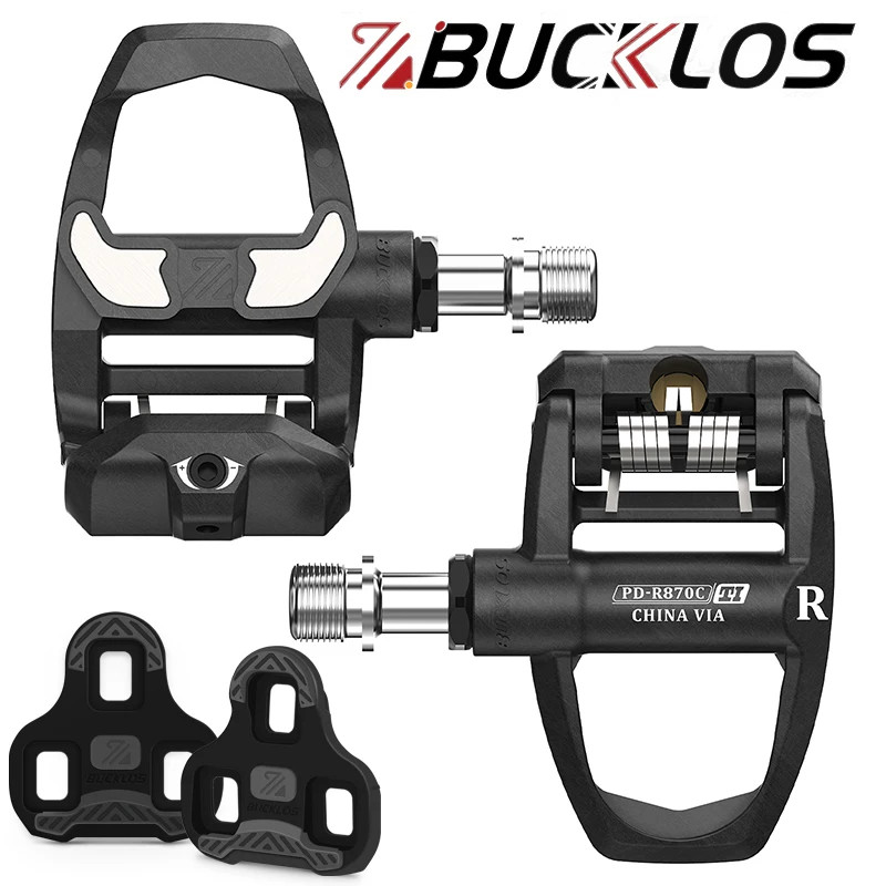 Road Bike Clipless Pedals Self-locking Nylon/Carbon Fiber Lock Pedal with Cleats