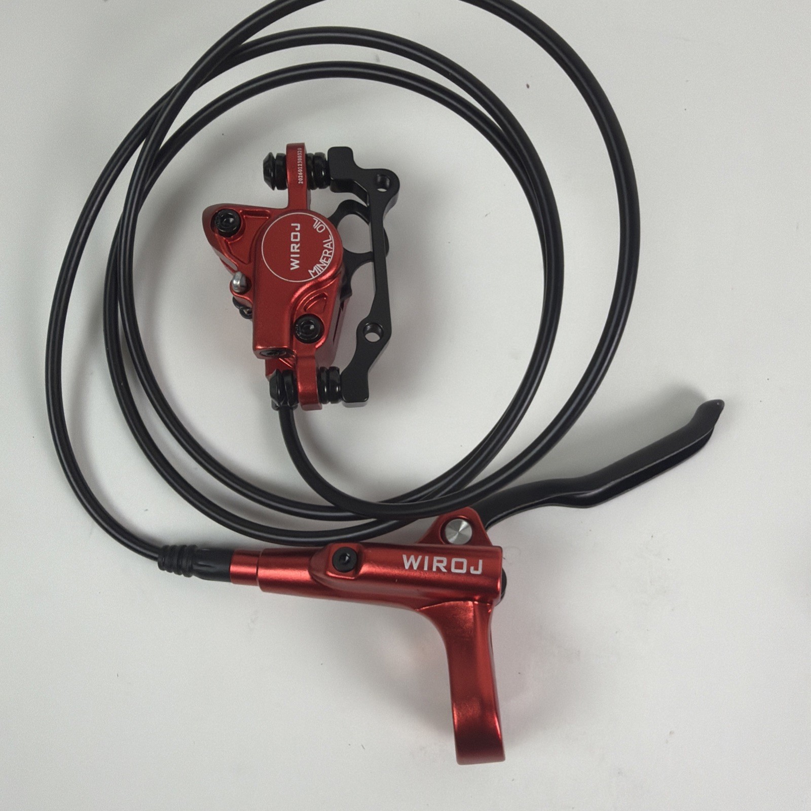 WIROJ Mountain Bike Hydraulic Disc Brake Set Red Mineral Oil 160