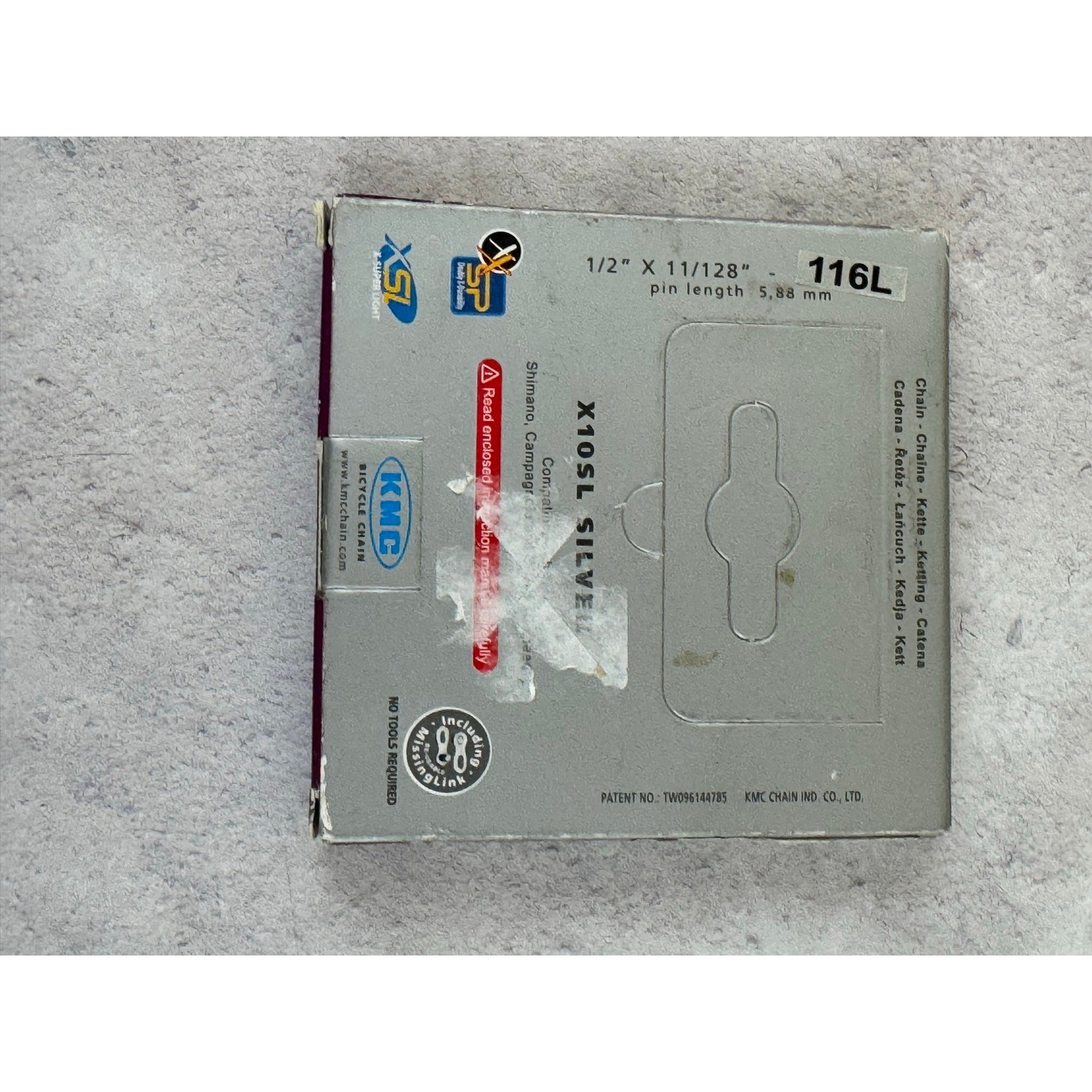 KMC X10SL Silver 10-Speed Super Light MTB/Road Bike Chain 116L fit Shimano SRAM
