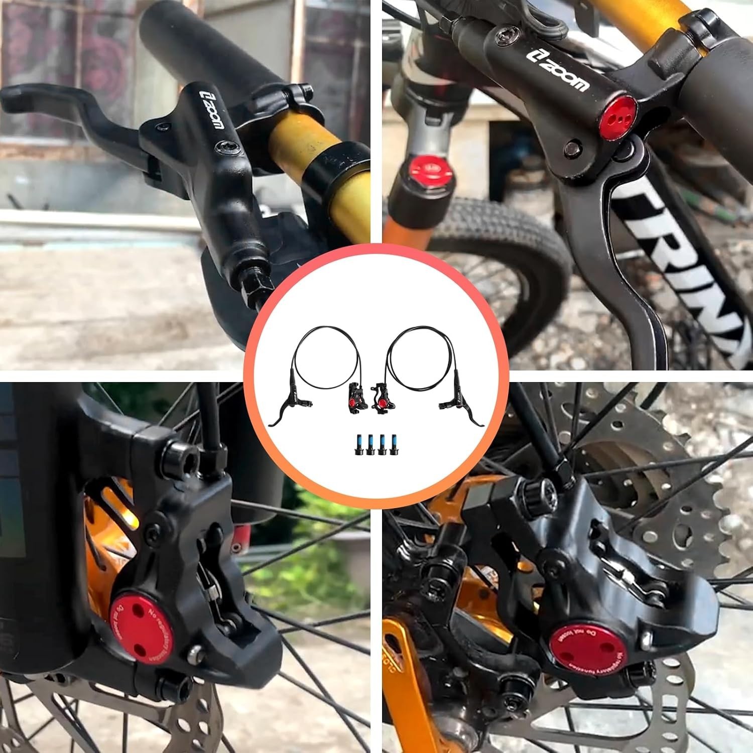 Z00M MTB Hydraulic Disc Brakes Set Mountain Bike Left Front 800mm Right Rear …
