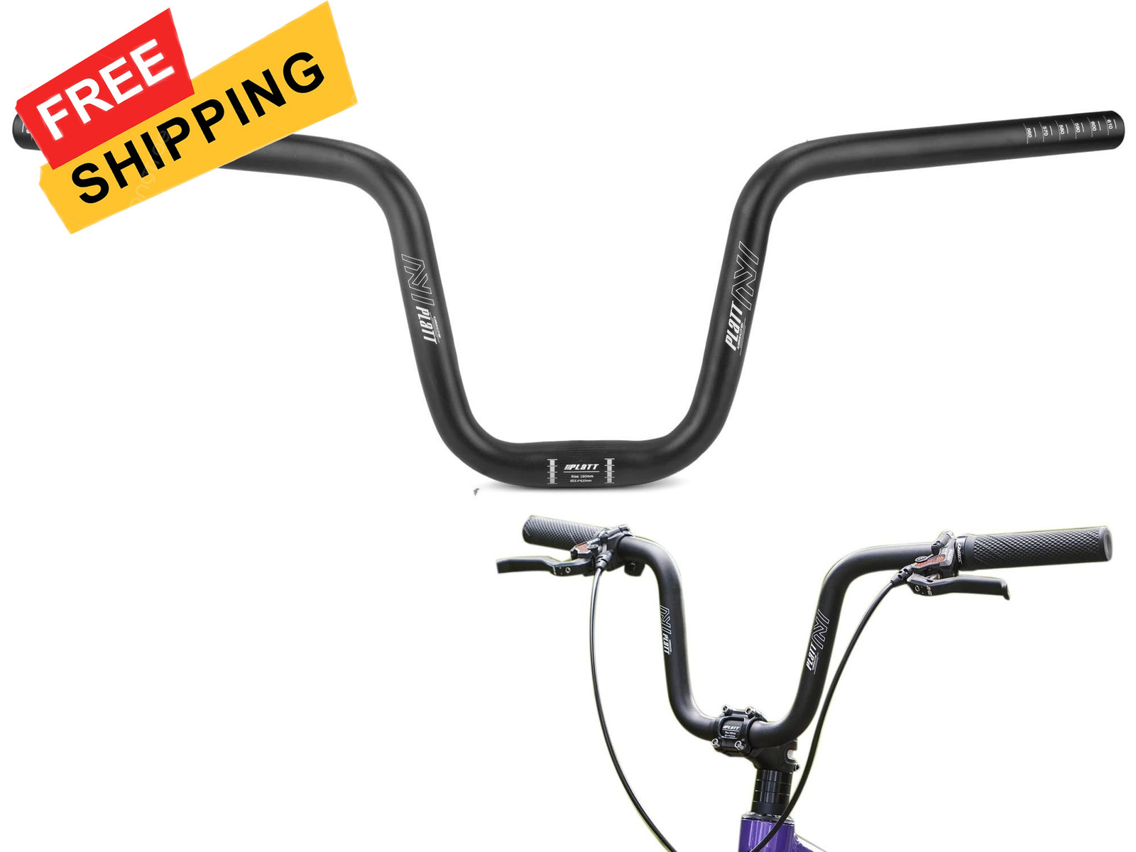 PLATT 25.4/31.8mm Mountain Bike Handlebar/Riser Handlebar – 160mm Rise, black