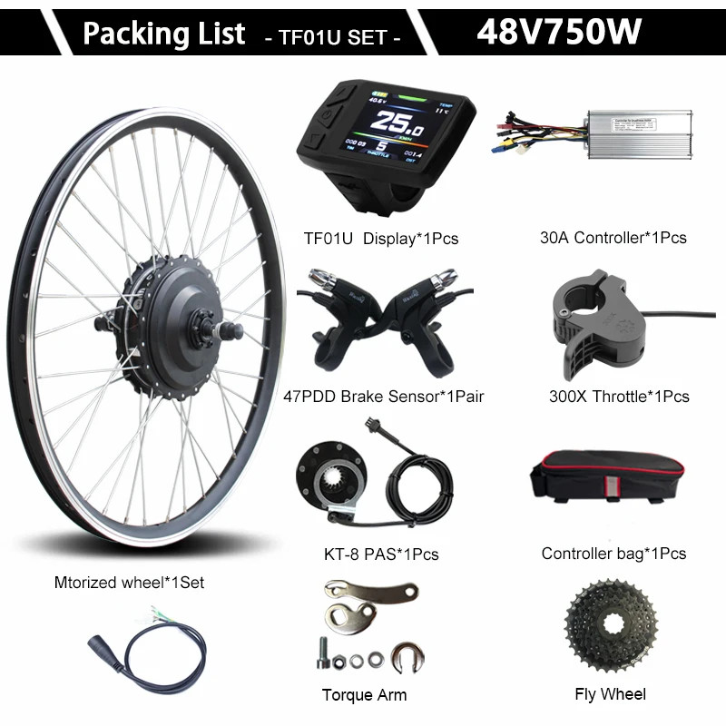 48V750W EBIKE Conversion Kit Rear Cassette Motor Wheel For Bicycle 20 29in 700C