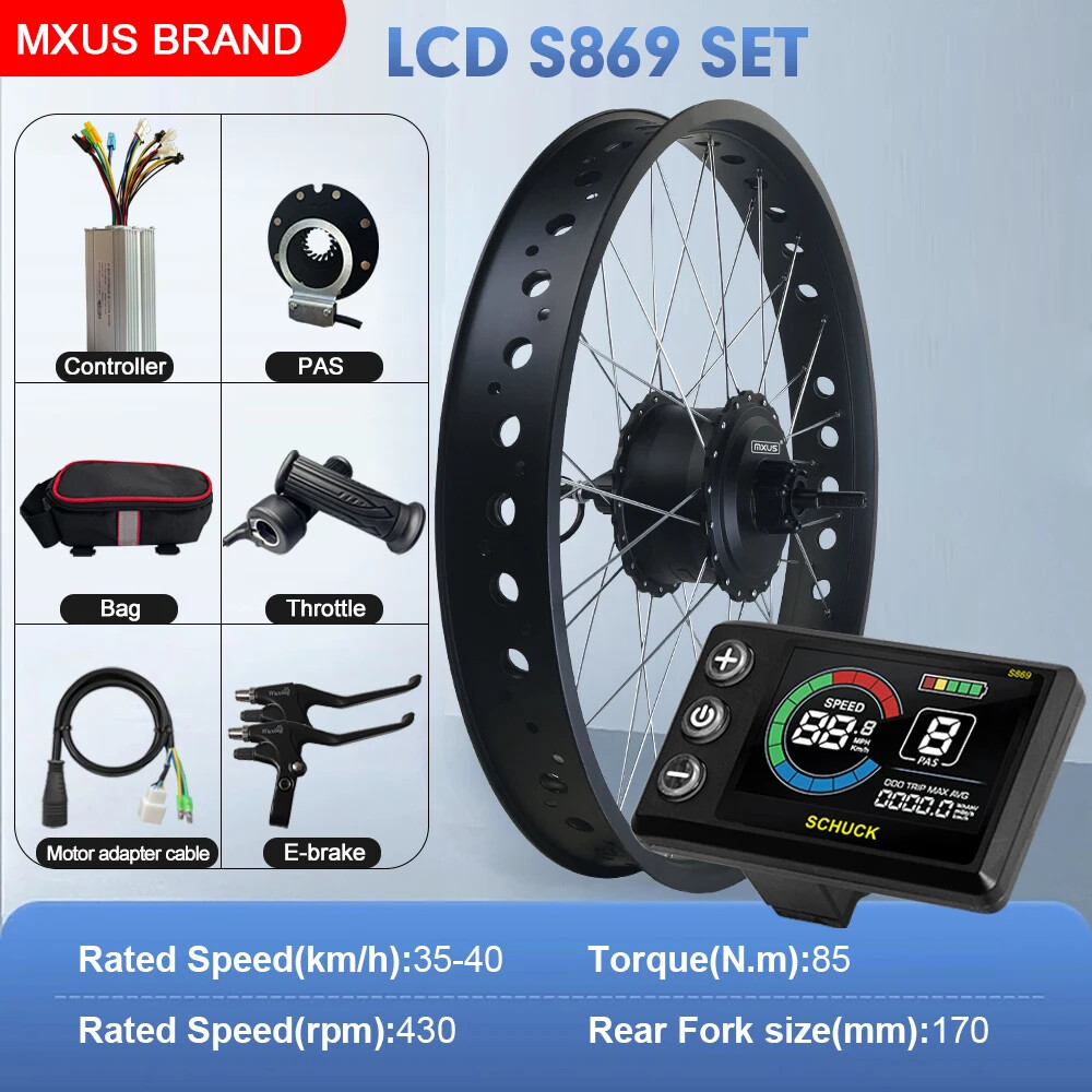 20 24 26in Snow E-bicycle Conversion Kit 48V 750W Fat Tire Rear Rotate Hub Motor