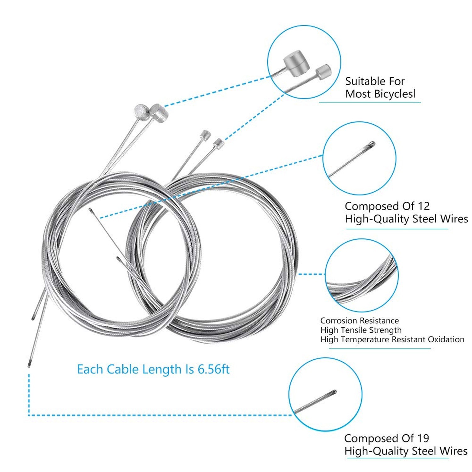 18PCS Bike Brake & Shifter Cable Set Universal Gear Wire Kit for MTB & Road Bike