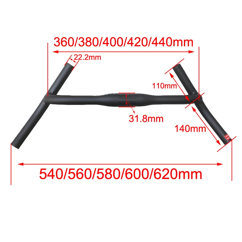 ZNIINO Carbon Fiber Gravel Handlebar 31.8mm Flare Drop Bar MTB Bike 520-560mm