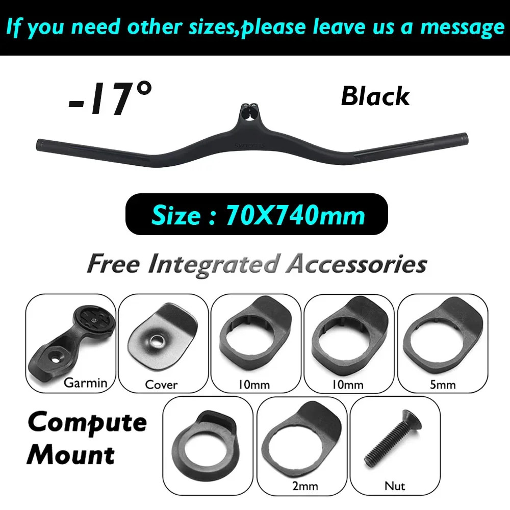 Full Carbon Fiber Integrated Mountain Bike Handlebar 28.6mm Clamp 740mm Width