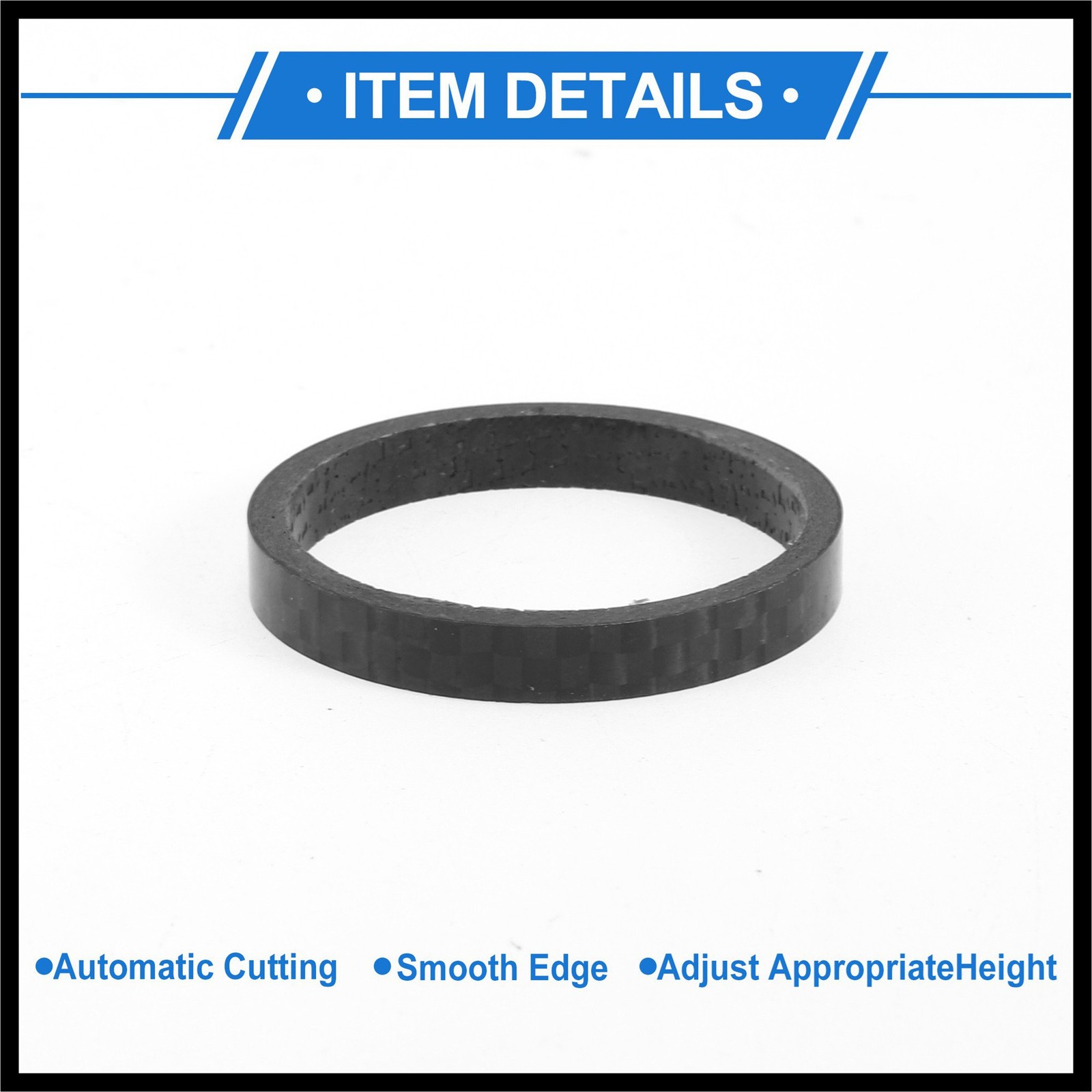 Bicycle Headset Spacers 5mm 31.8mm 1-1/4 » Carbon Fiber Gloss Black Carbon Fiber