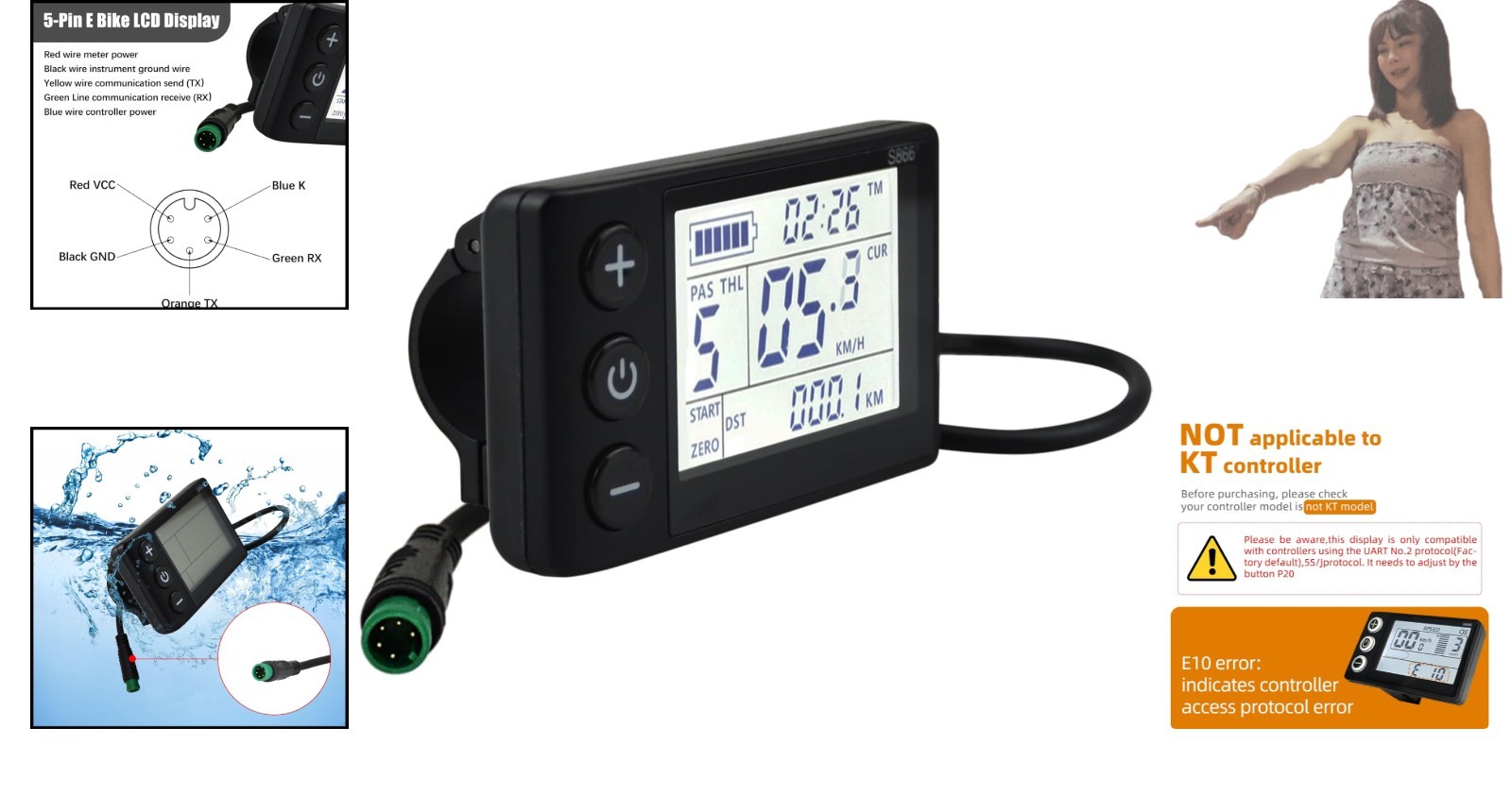 S866 eBike LCD Display Meter: Wireless 24V 36V 48V Control Panel with Backlight