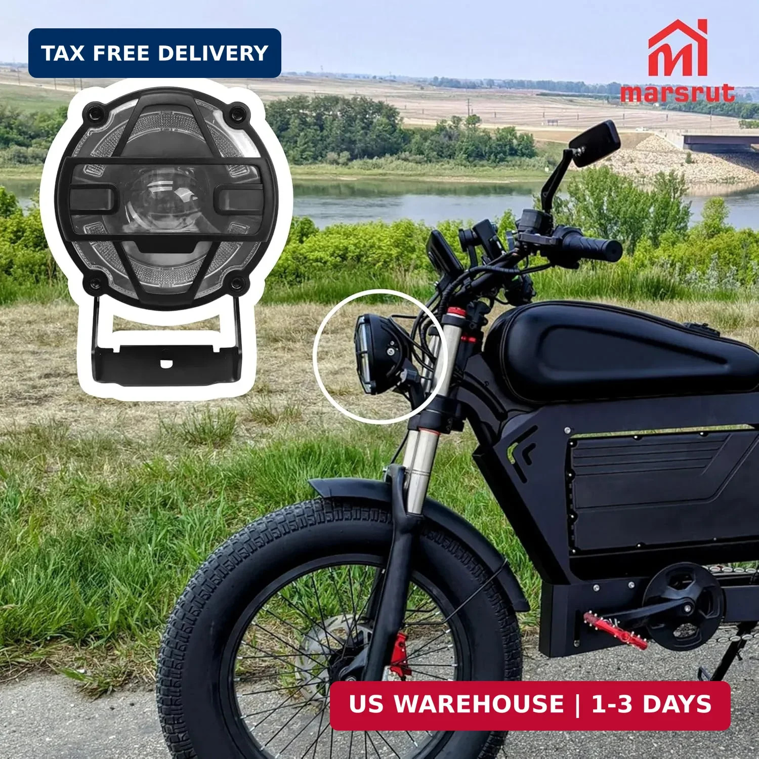 Marsrut EBike Headlight, E Bike Front Light for 3 Pin Electric Bike Bicycle, Wat