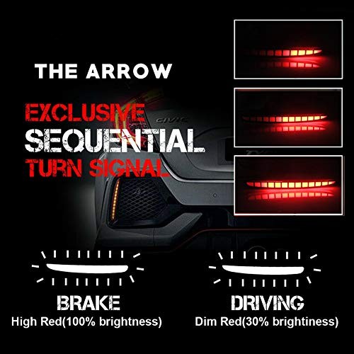 Lens Full LED Bumper Reflector Lights Tail Brake Rear Fog Lamps For 2017 Smoked