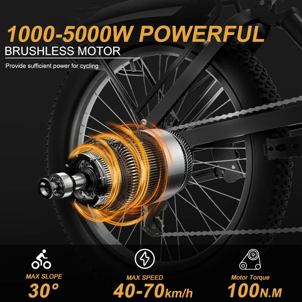 48V 1000W-5000W 20 24 26in Snow Fat Tire Electric Bike Brushless Rear Hub Motor