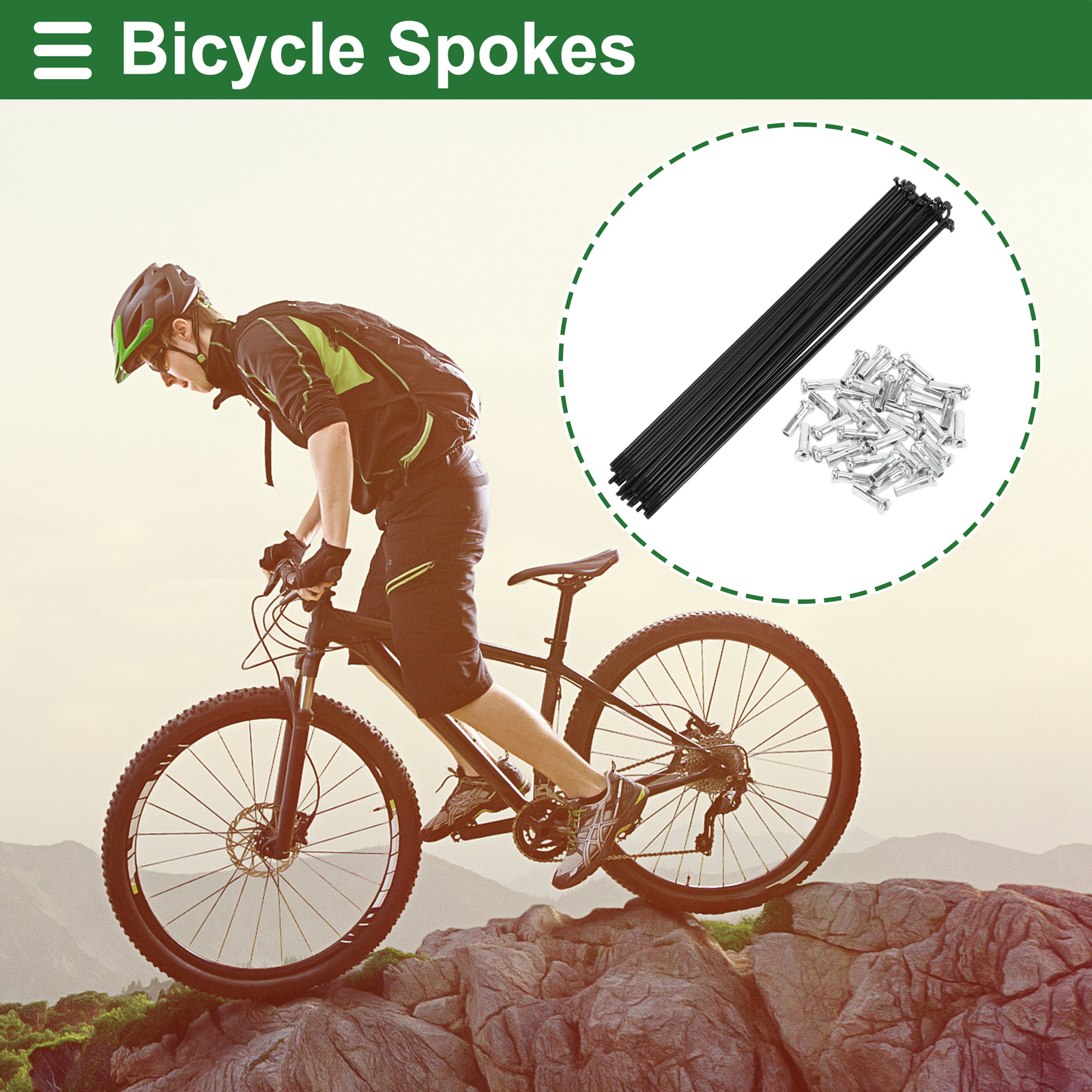 1 Set 14G 257mm Length Bicycle Spokes Nipple Carbon Steel Black Universal