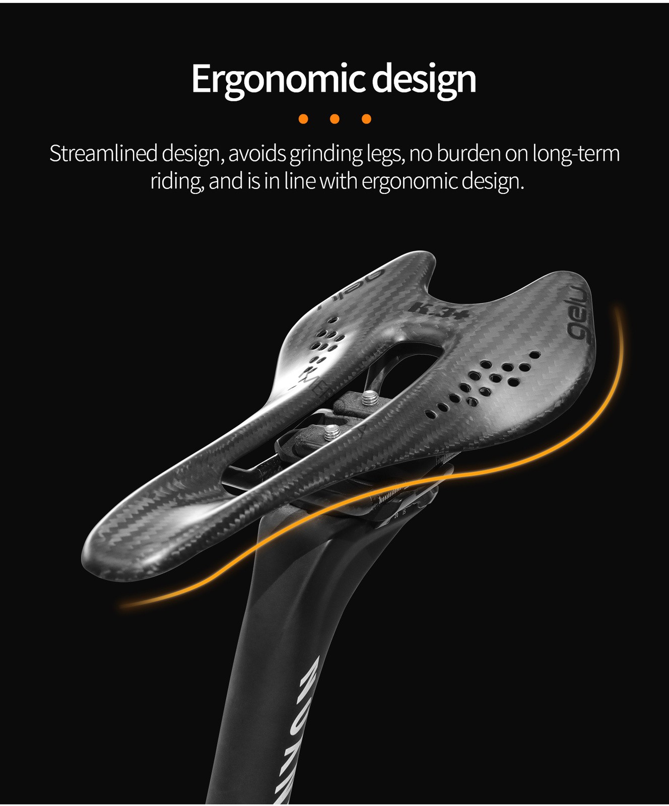 GELU Full Carbon Road Bike Saddle Bicycle Racing Seat Breathable ULTRALIGHT 55G