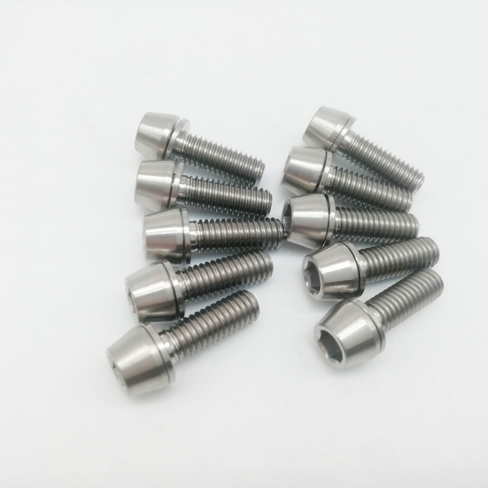 M6x20mm Titanium Ti Bolt Taper Allen Head With Titanium Washers 6Pcs