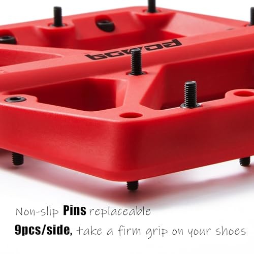 MTB Pedals Large Mountain Bike Pedals, Lightweight Nylon Fiber Composite Red
