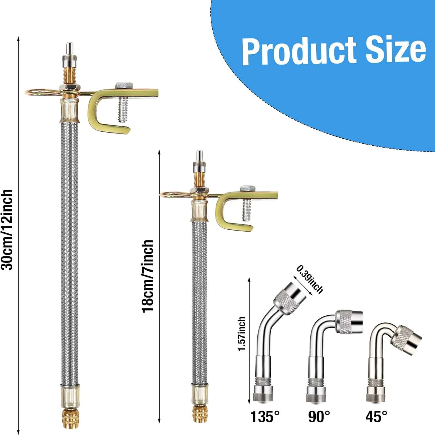 10 Pieces Stainless Steel Dually Valve Stem Extenders, (7 Inch, 12Inch) | 4 Piec
