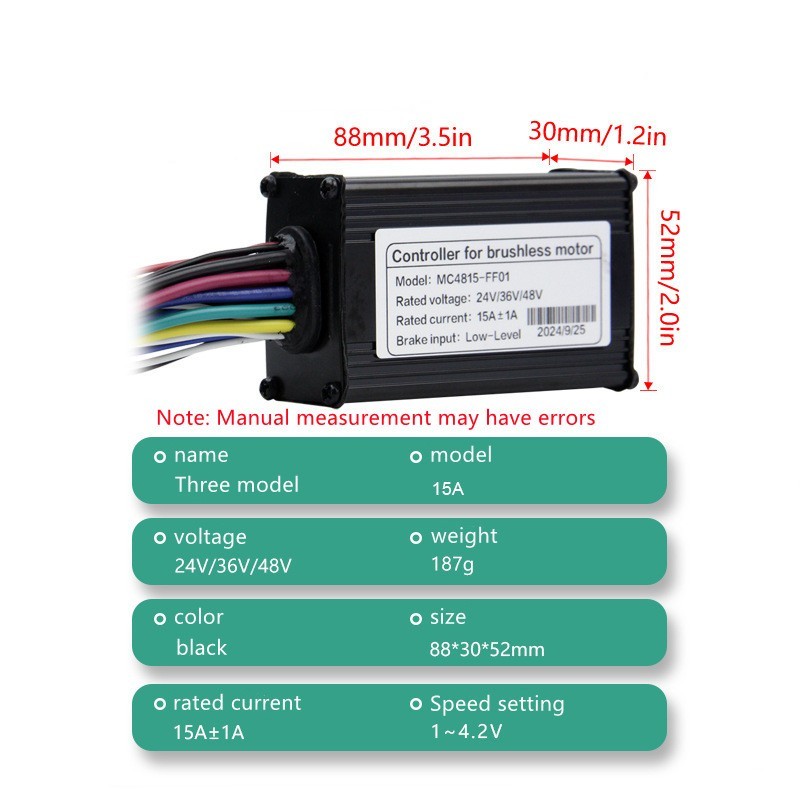 E-Bike 24V/36V/48V 250W 350W 15A Three Model Sine wave Controller