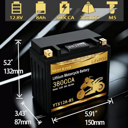 YTX12A-BS lithium motorcycle battery,12V 8Ah 380CCA LiFePO4 Powersports