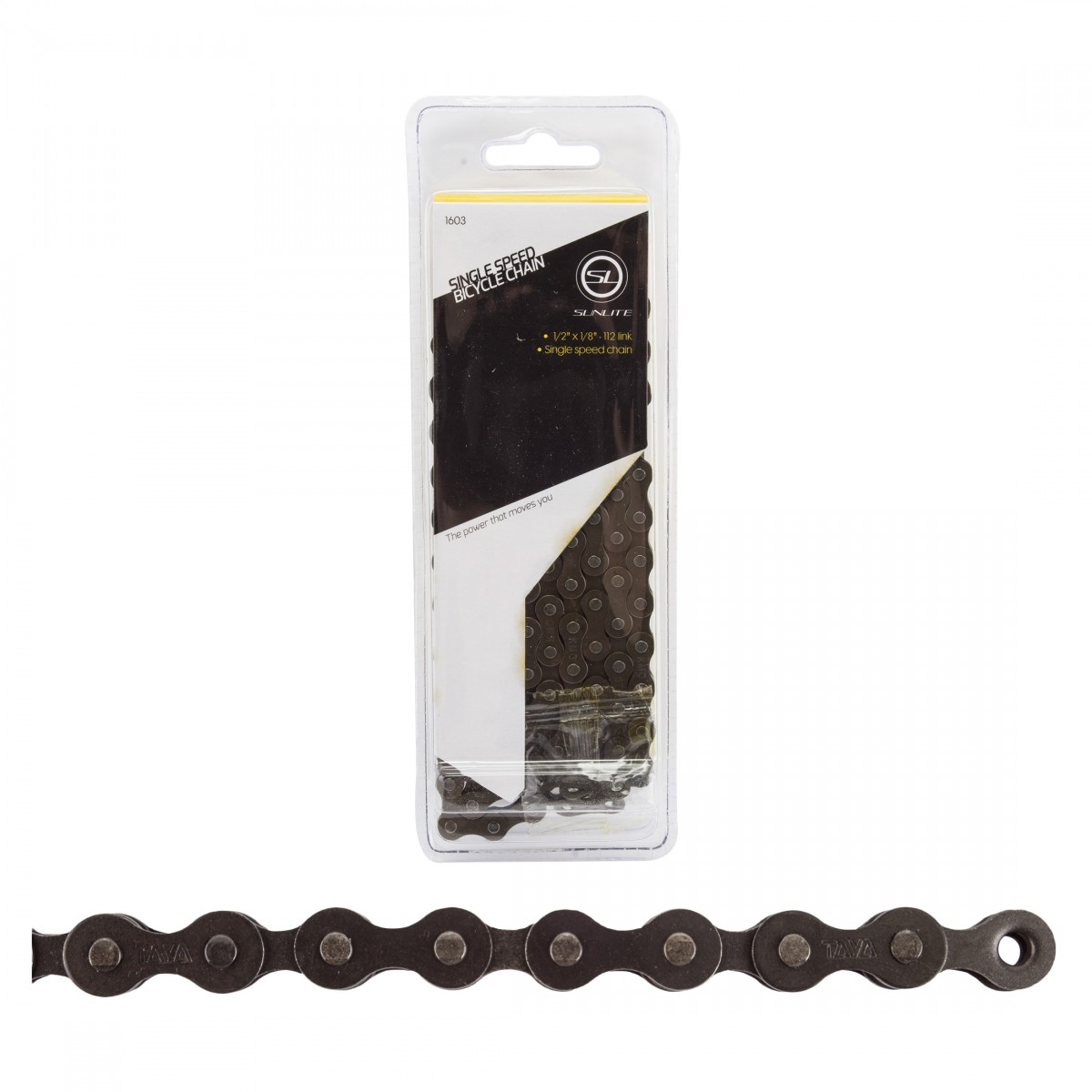 Sunlite SCN-SS 112-Link 1/2×1/8 Steel Single Speed Bike Chain for Commuter &
